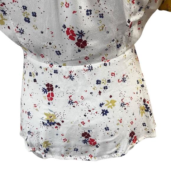Anthropologie Meadow Rue Floral Wrap Blouse US Size 6 | Flutter Sleeve | Peplum - Picture 5 of 9